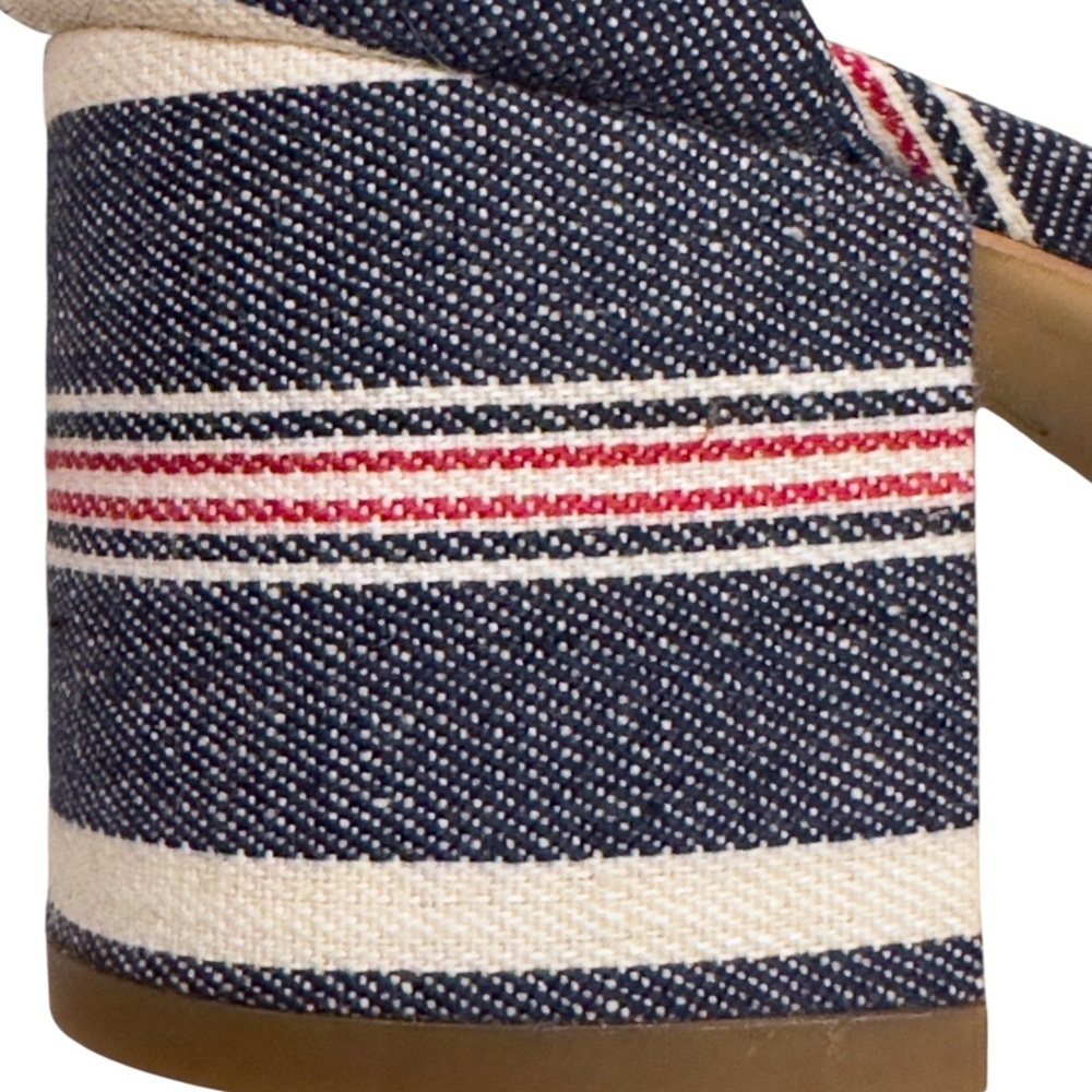 Sam Edelman Susie Denim and Red Stripe Block Heel Sandals Unworn Size 7 - Picture 9 of 9